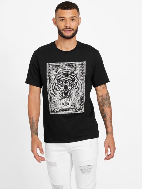T-shirt à Col Rond Guess Eco Kobbs Noir De Jais