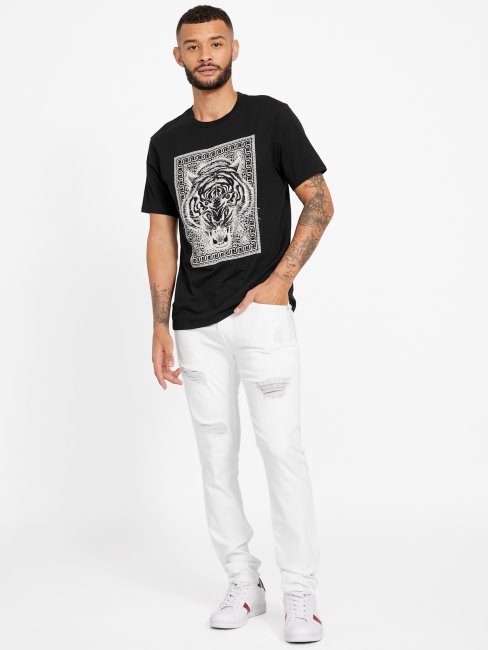 T-shirt à Col Rond Guess Eco Kobbs Noir De Jais