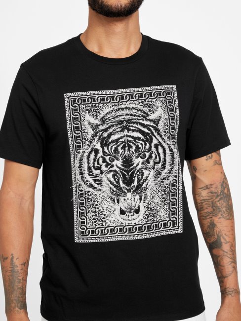 T-shirt à Col Rond Guess Eco Kobbs Noir De Jais