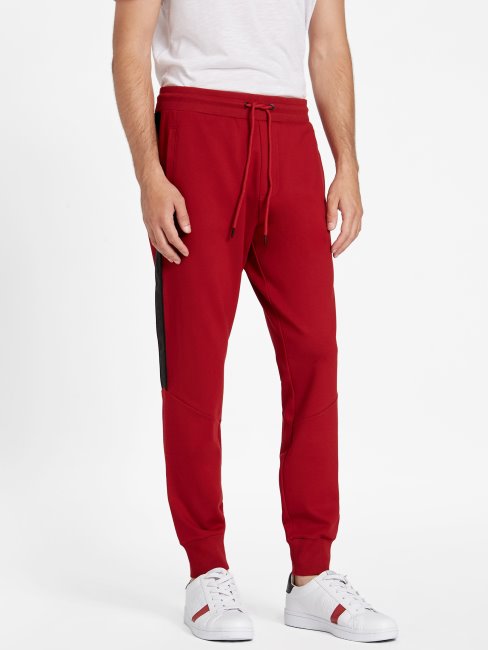 Guess Jon Pantalon De Jogging à Bande Logo Rouge Noir