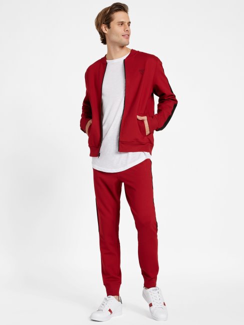Guess Jon Pantalon De Jogging à Bande Logo Rouge Noir