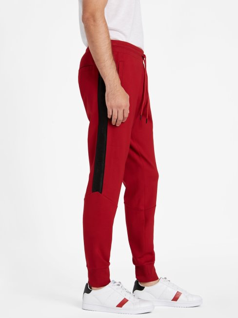 Guess Jon Pantalon De Jogging à Bande Logo Rouge Noir