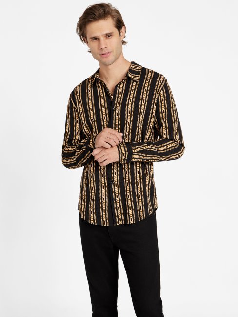 Chemise Graphique Guess Wiler Chain Noir De Jais