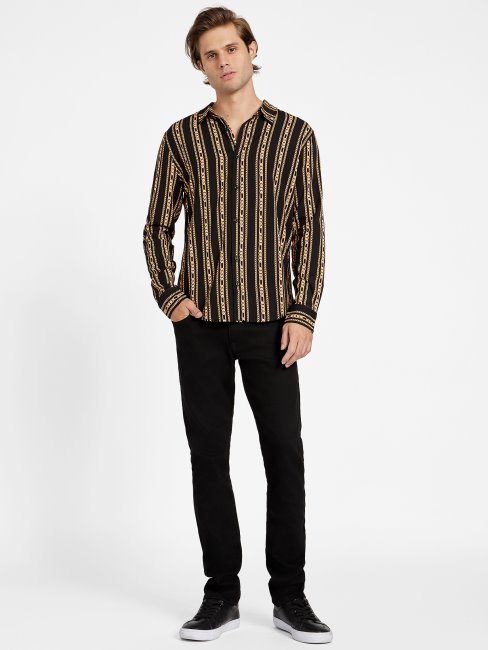 Chemise Graphique Guess Wiler Chain Noir De Jais