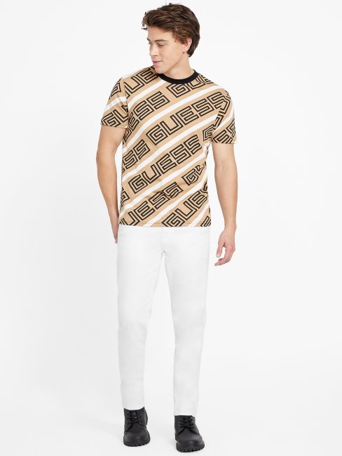 T-shirt à Col Rond Et Logo Guess Opi Taupe Grillé