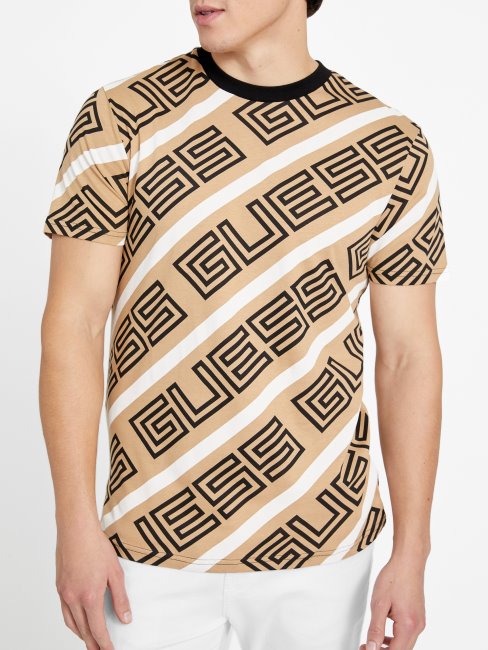 T-shirt à Col Rond Et Logo Guess Opi Taupe Grillé