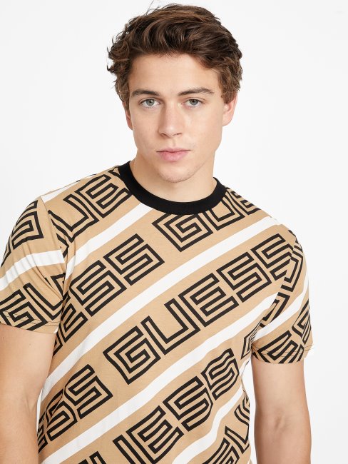T-shirt à Col Rond Et Logo Guess Opi Taupe Grillé