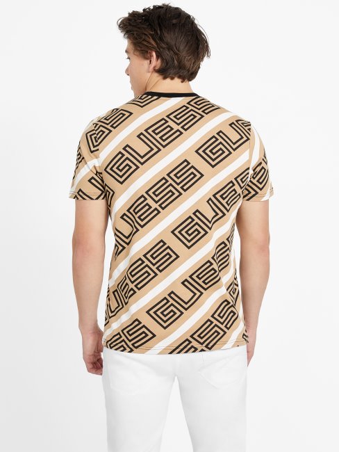 T-shirt à Col Rond Et Logo Guess Opi Taupe Grillé