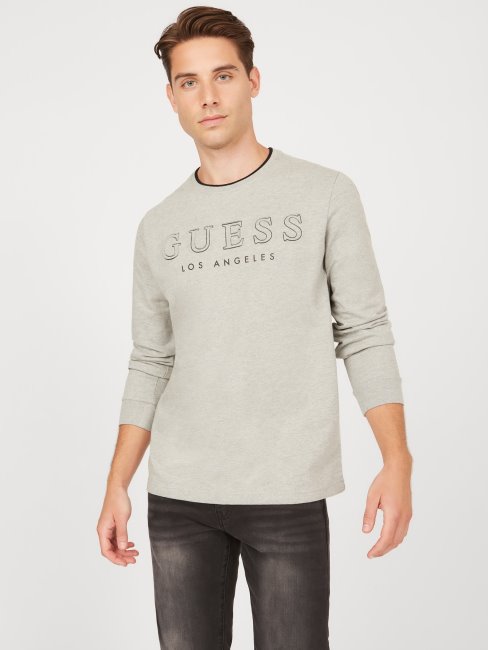 T-shirt à Manches Longues Avec Logo Guess Kalico Gris Chiné Clair