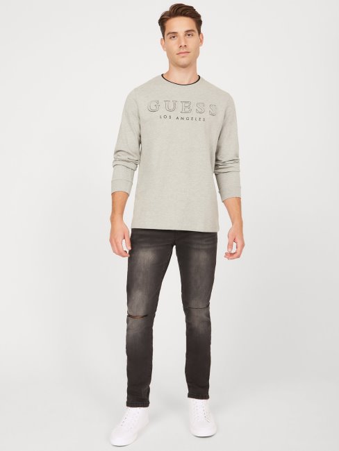 T-shirt à Manches Longues Avec Logo Guess Kalico Gris Chiné Clair