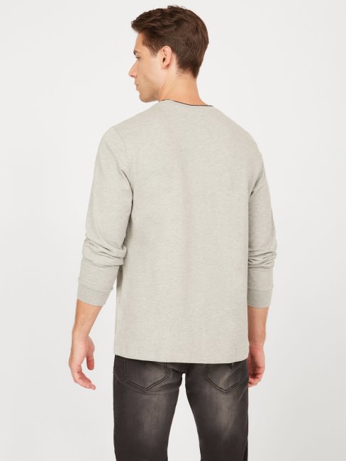 T-shirt à Manches Longues Avec Logo Guess Kalico Gris Chiné Clair