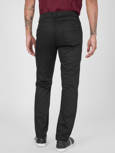 Guess Pantalon En Satin Noir De Jais Grand Livre