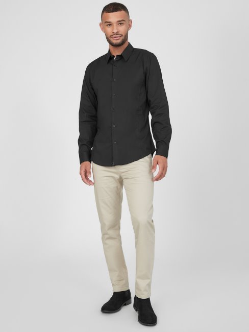 Guess Ledger Pantalon En Satin Kaki Sable