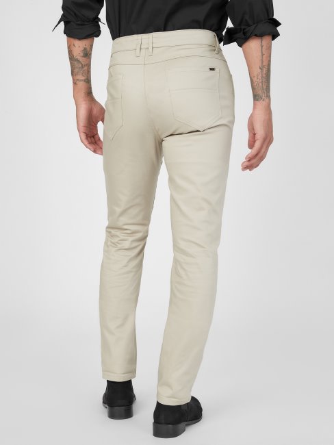 Guess Ledger Pantalon En Satin Kaki Sable