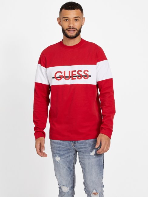 T-shirt Guess Eco Sandro à Manches Longues Varsity Rouge