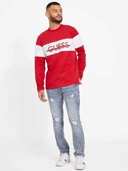 T-shirt Guess Eco Sandro à Manches Longues Varsity Rouge