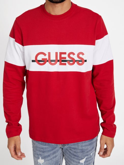 T-shirt Guess Eco Sandro à Manches Longues Varsity Rouge