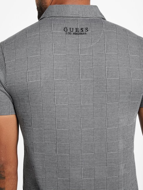 Fort Plaid Zip Polo Guess Carreaux Gris