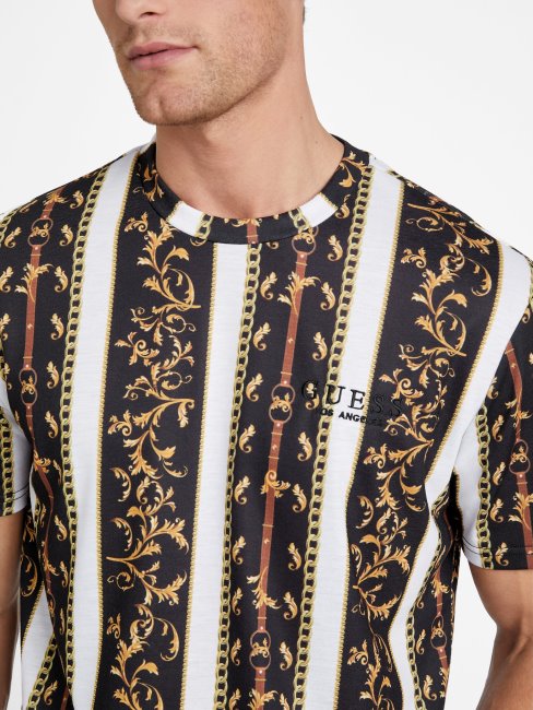 Tee Shirt Graphique Multicolore Guess Seik Baroque Noir De Jais
