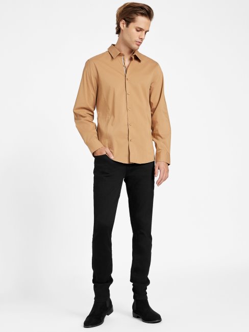 Chemise En Popeline Damon Marron Topaz Guess