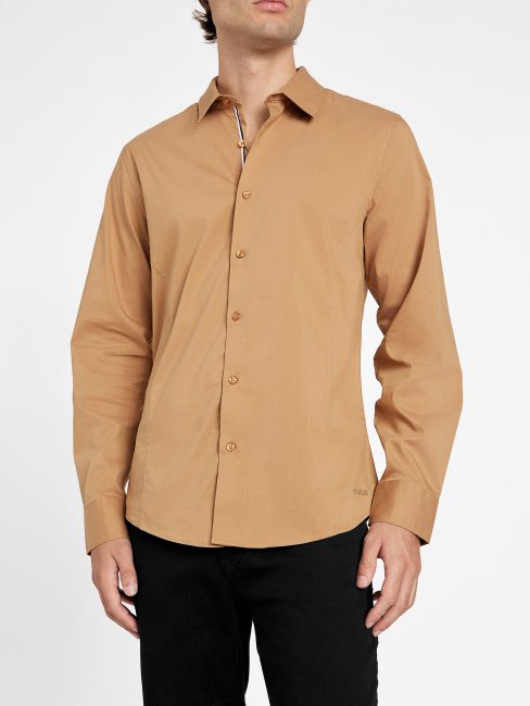 Chemise En Popeline Damon Marron Topaz Guess