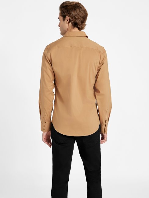 Chemise En Popeline Damon Marron Topaz Guess