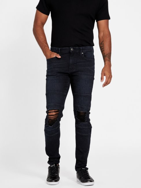 Guess Eco Gasol Moto Jean Skinny Dark Destroy Lavage