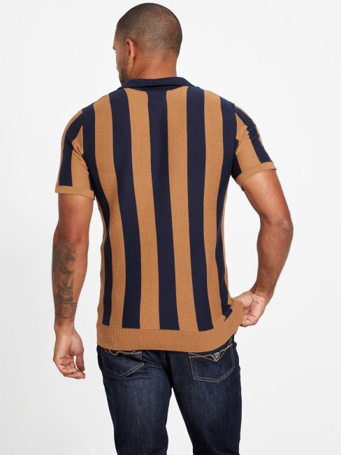 Polo Eco Feiz Demi-zip Bleu Noirci Et Coconu Guess