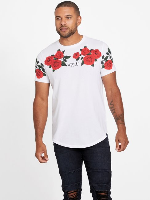 Tee Shirt Guess Ciro Roses Blanc Pur