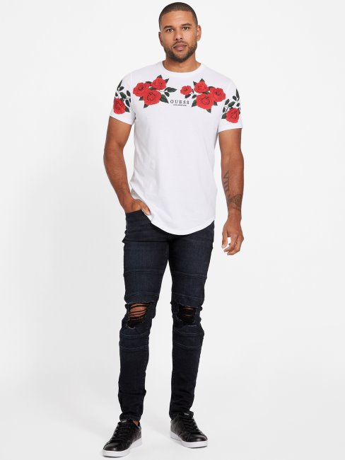 Tee Shirt Guess Ciro Roses Blanc Pur