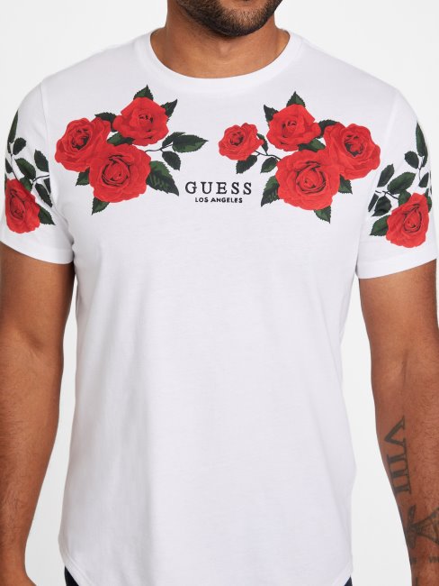Tee Shirt Guess Ciro Roses Blanc Pur