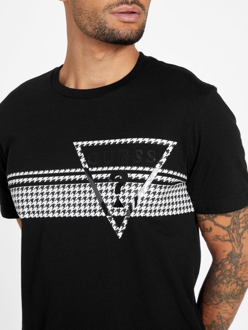 T-shirt Pekah à Col Rond Avec Logo Pied-de-poule Jet Black Guess