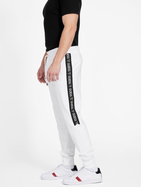 Pantalon De Jogging Jon Bande Logo Guess Blanc Pur