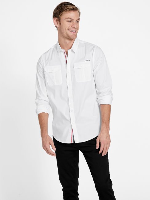 Chemise à Manches Longues Guess Lingard Blanc Pur