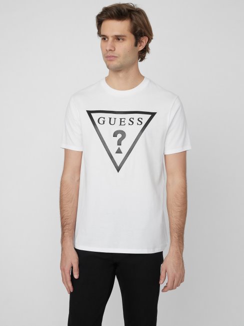 Tee Shirt Guess Erikk Logo Blanc Pur