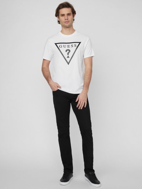 Tee Shirt Guess Erikk Logo Blanc Pur