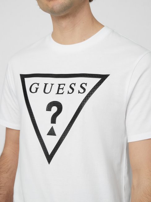 Tee Shirt Guess Erikk Logo Blanc Pur
