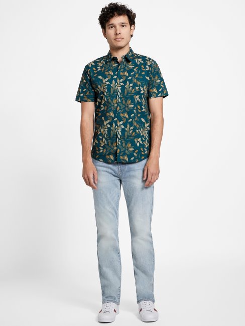 Chemise Sarcelle Royale Tadd Leaf Guess