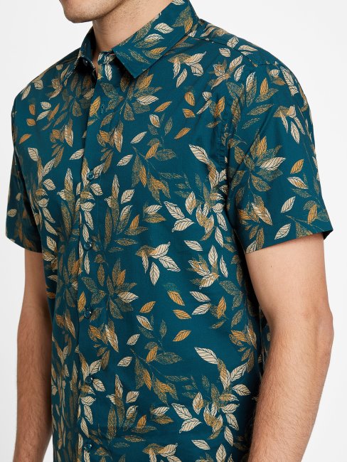 Chemise Sarcelle Royale Tadd Leaf Guess