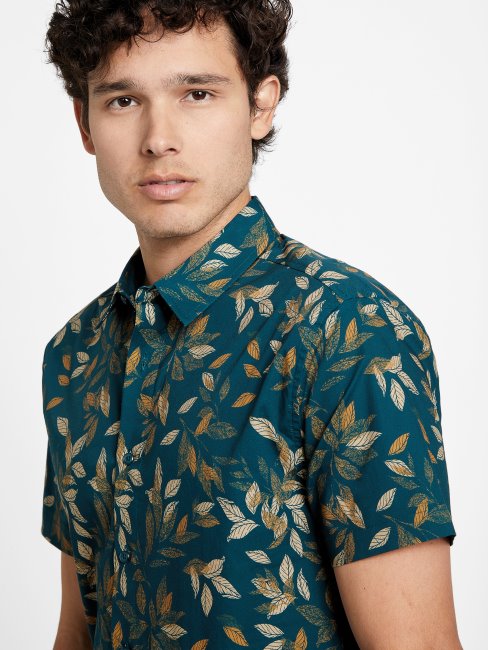 Chemise Sarcelle Royale Tadd Leaf Guess