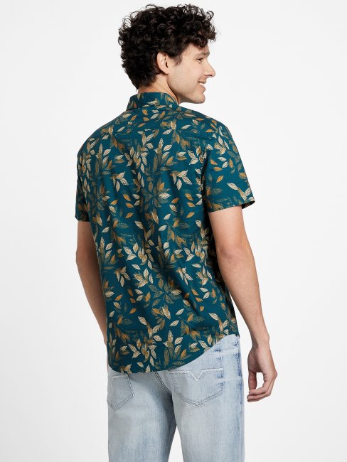 Chemise Sarcelle Royale Tadd Leaf Guess