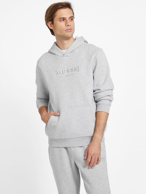 Sweat à Capuche Gris Clair Chiné Eco Harvey Logo Guess