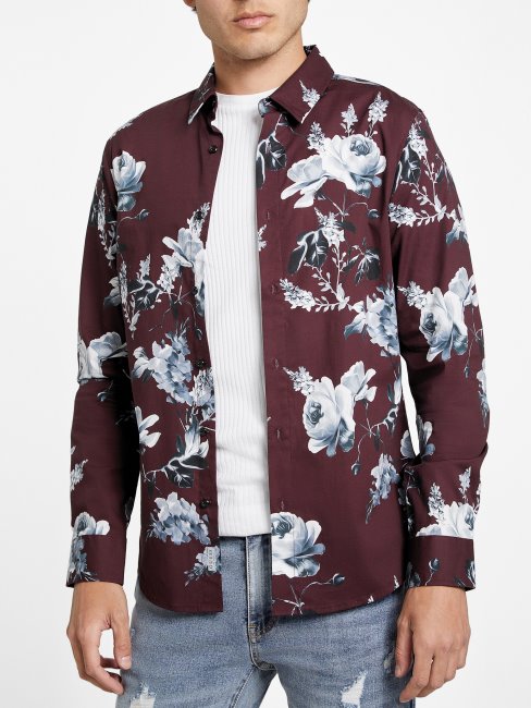 Marmont Chemise Rouge à Fleurs Guess Nate