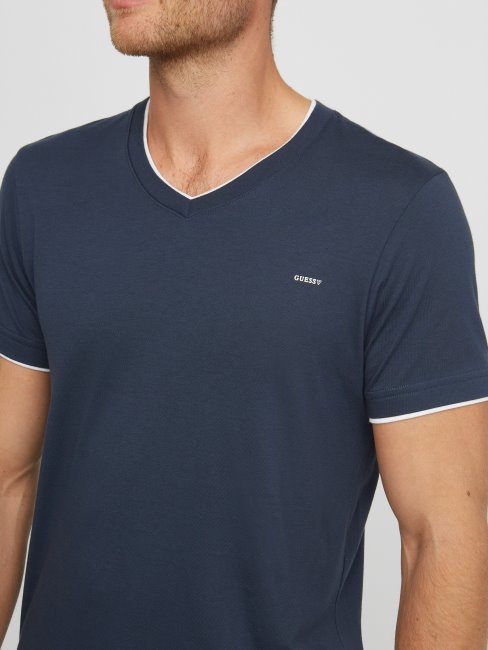 T-shirt à Col En V Guess Armin Jeans Indigo