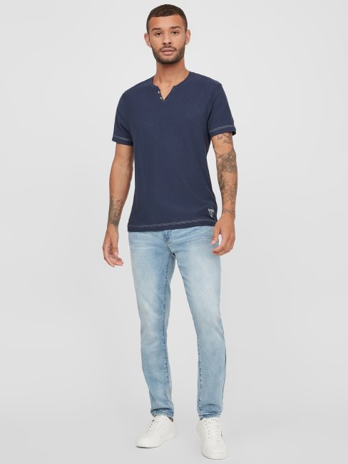 Ricky Split Tee Soie Bleu Guess