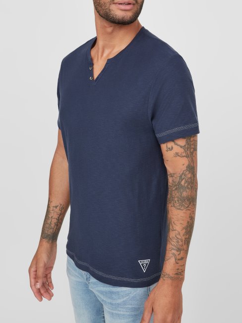 Ricky Split Tee Soie Bleu Guess