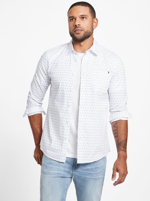 Chemise Tully Geo Pocket Guess Blanc Pur