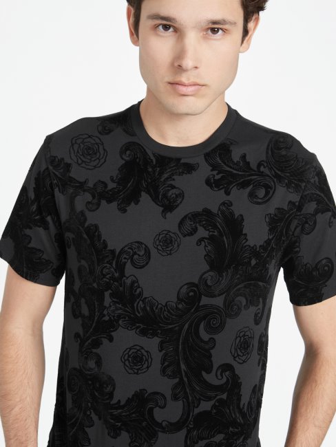 T-shirt à Col Rond Floqué Guess Lance Noir De Jais