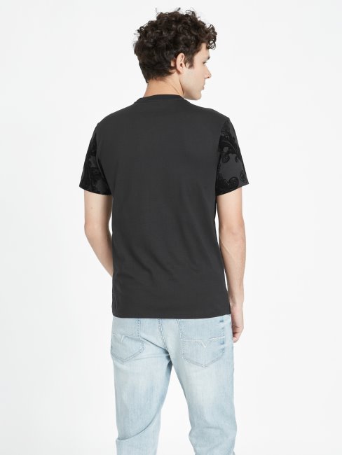 T-shirt à Col Rond Floqué Guess Lance Noir De Jais