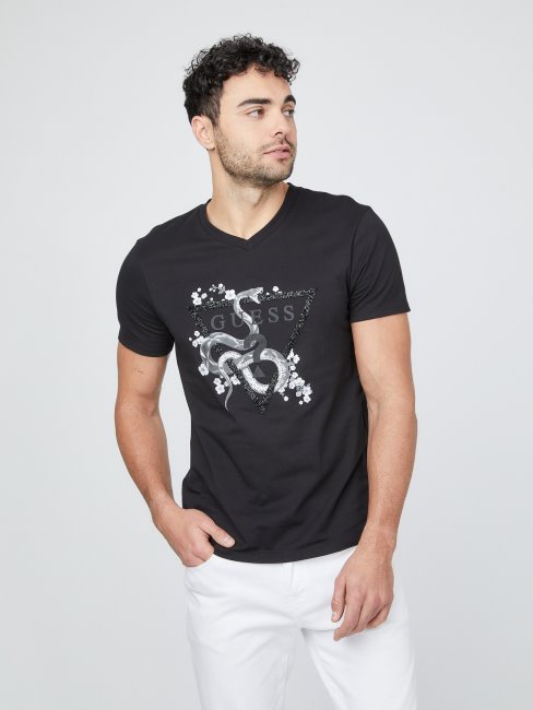 Tee Shirt Logo Guess Zeus Noir De Jais
